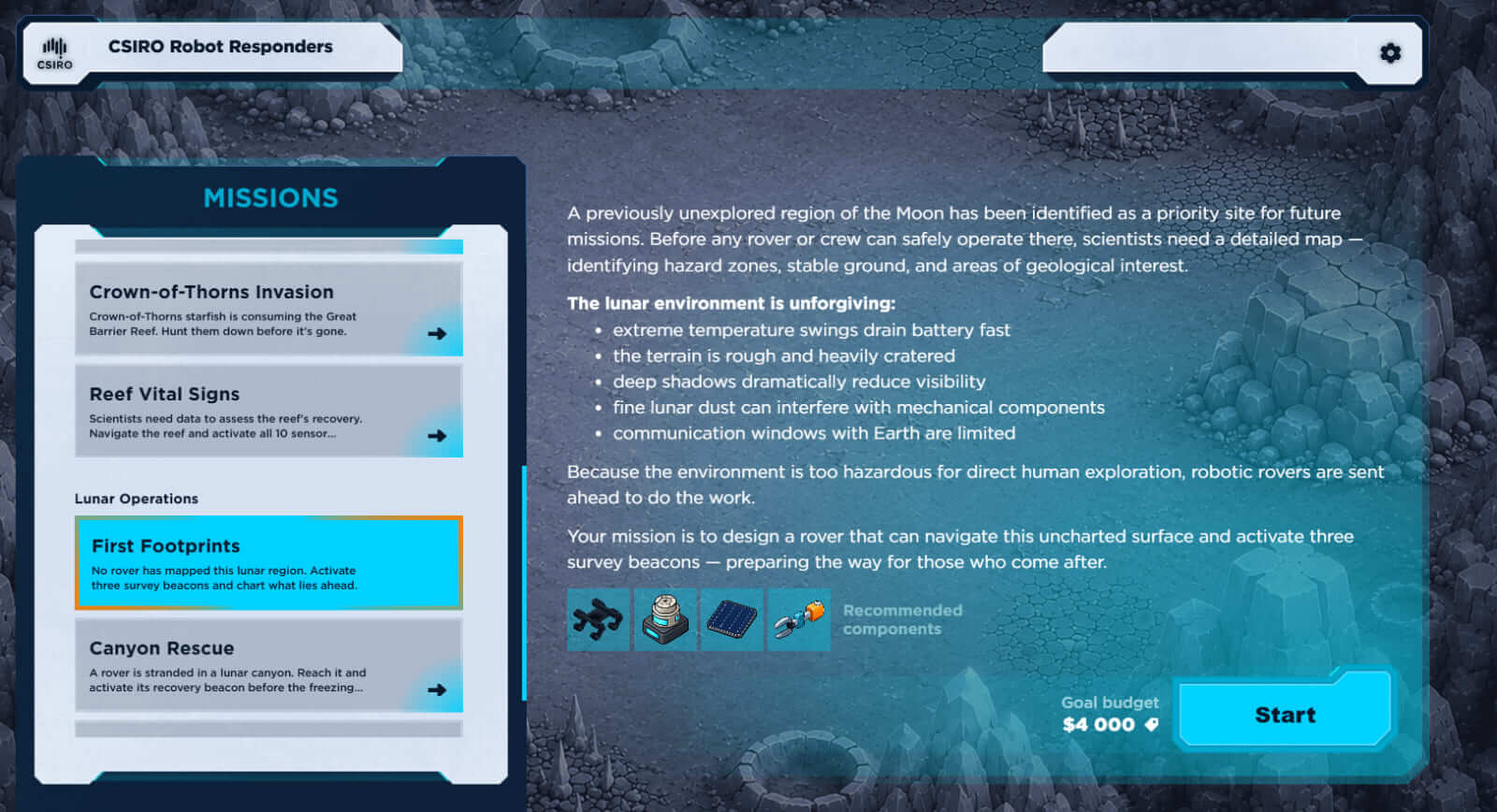 CSIRO Robot Responders: Lunar Operations Missions
