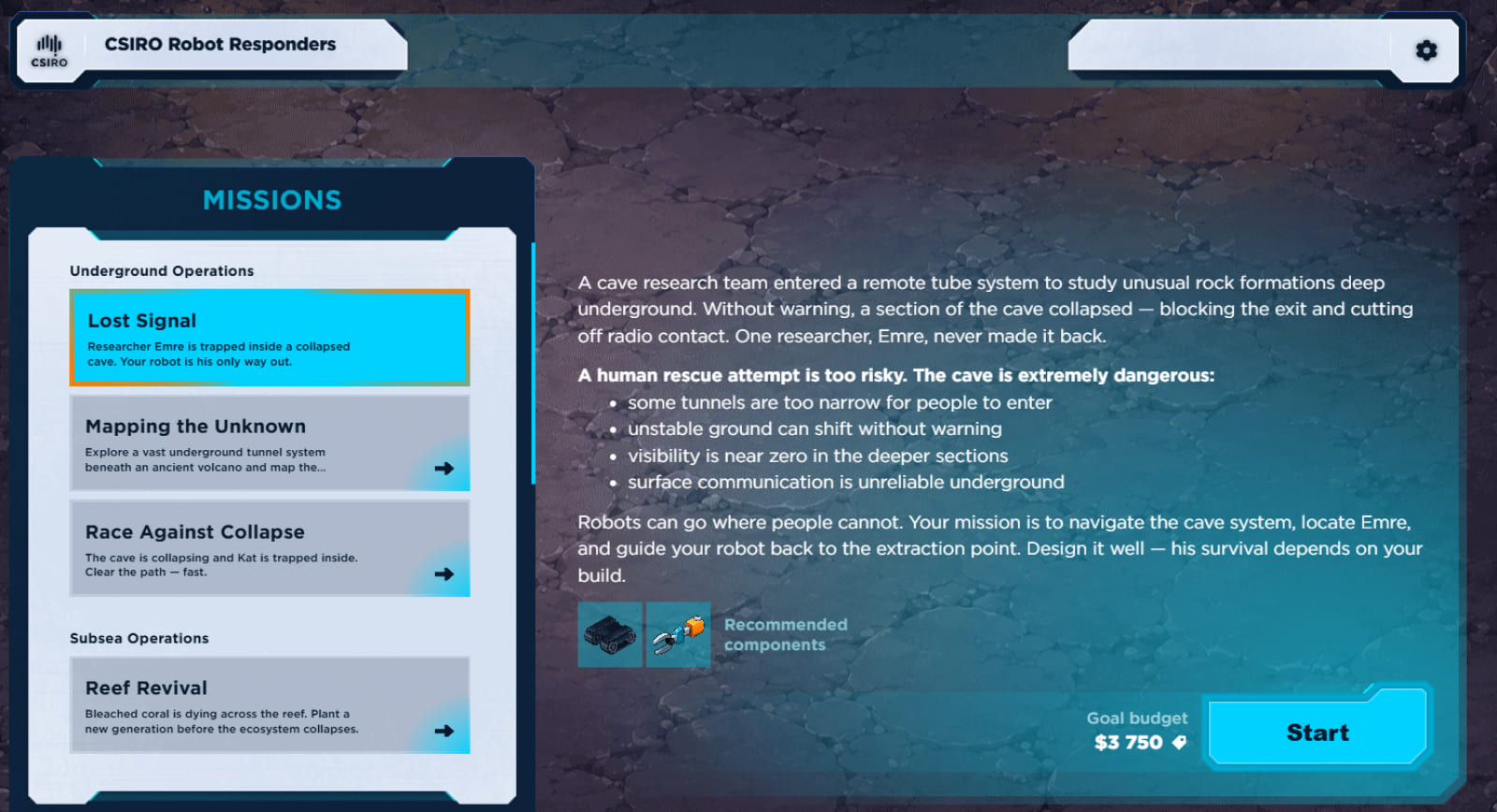 CSIRO Robot Responders: Underground Operations Missions